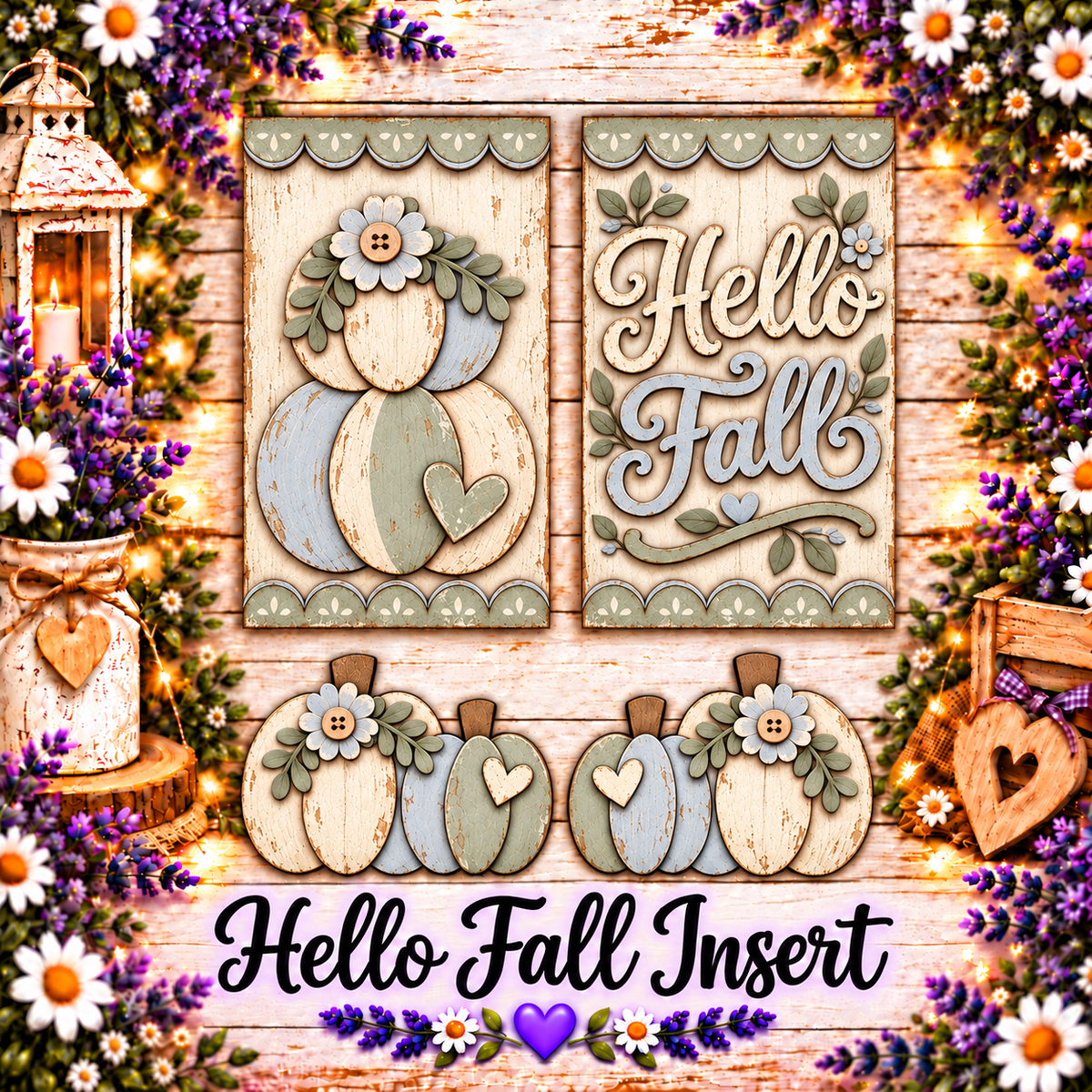 Unfinished MDF Hello Fall Insert