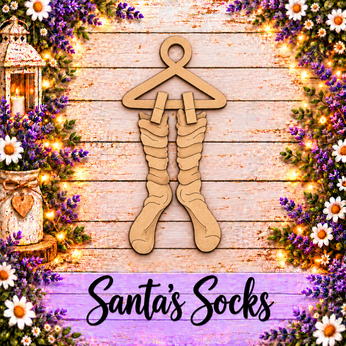 Unfinished MDF Santa's Socks Ornament