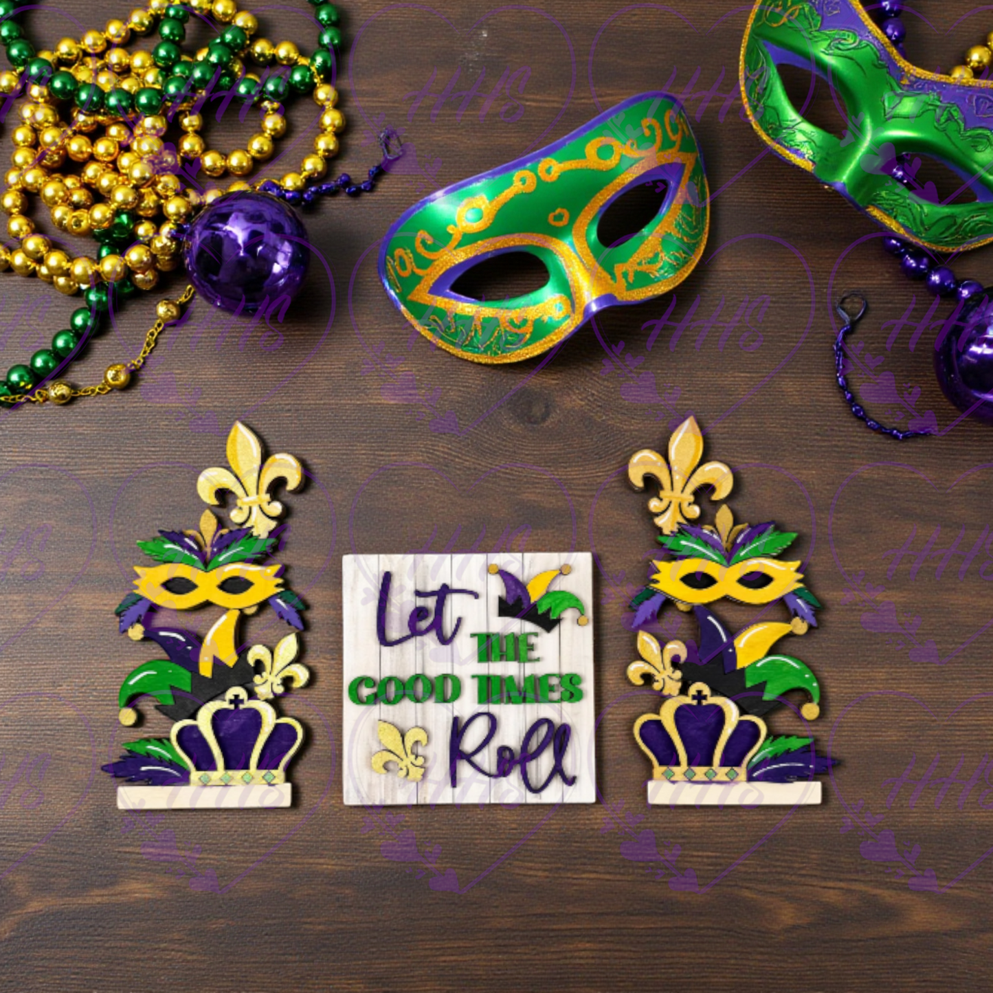 Mardi Gras Insert for Window & Shutters Interchangeable Door Base | Purple Green Gold Carnival Decor