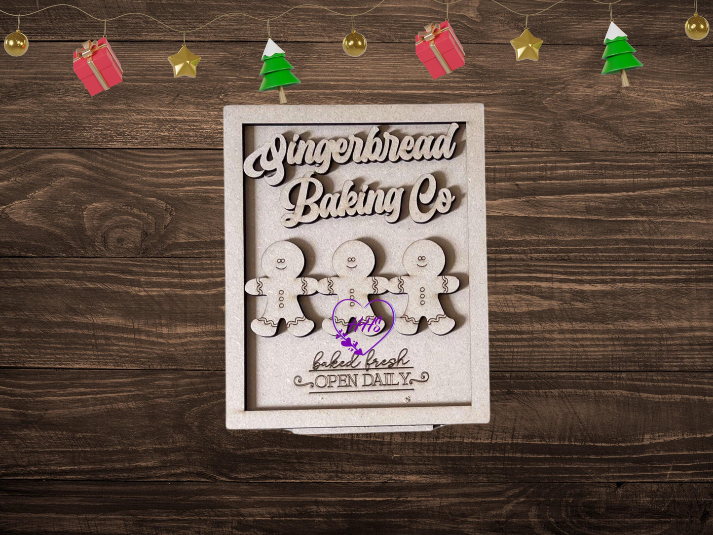 Gingerbread Bench Addon| Gingerbread Baking Co. Wooden Set - Gingerbread House, Gingerbread Men, and Sweet Christmas Tags