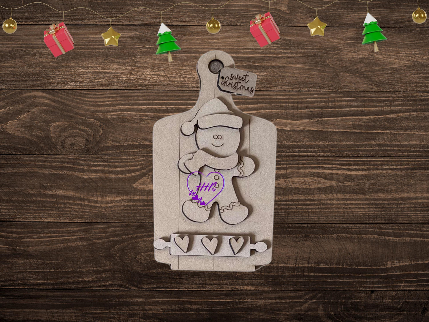 Gingerbread Bench Addon| Gingerbread Baking Co. Wooden Set - Gingerbread House, Gingerbread Men, and Sweet Christmas Tags