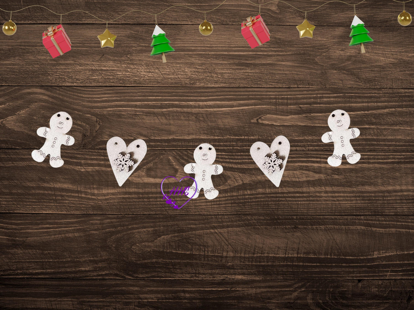 Gingerbread Bench Addon| Gingerbread Baking Co. Wooden Set - Gingerbread House, Gingerbread Men, and Sweet Christmas Tags