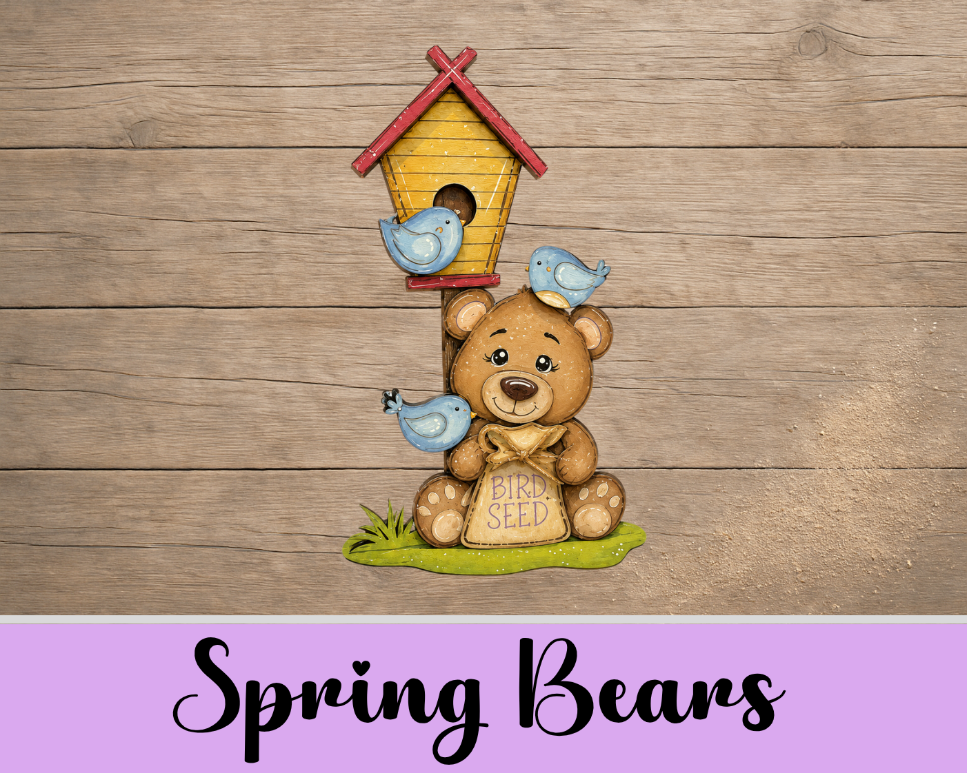 Unfinished MDF Spring Bears Shelf Sitter Set | Layered DIY Spring & Garden Decor (Set of 5)