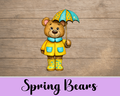 Unfinished MDF Spring Bears Shelf Sitter Set | Layered DIY Spring & Garden Decor (Set of 5)