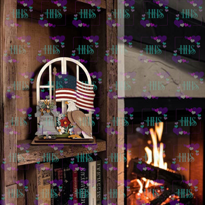 Unfinished MDF Patriotic Window Insert Decor