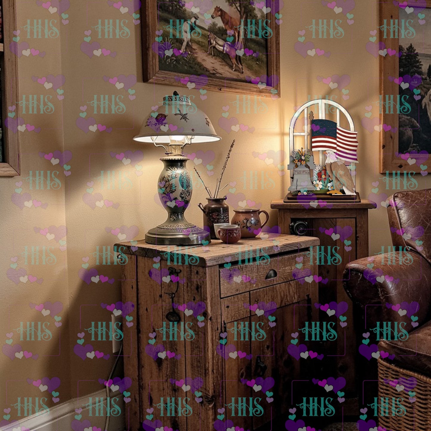 Unfinished MDF Patriotic Window Insert Decor