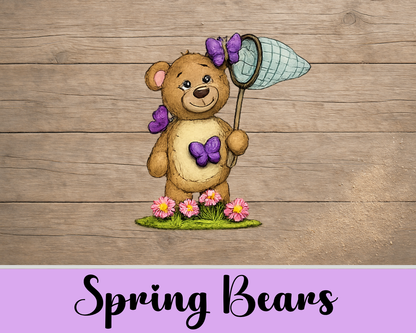 Unfinished MDF Spring Bears Shelf Sitter Set | Layered DIY Spring & Garden Decor (Set of 5)