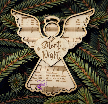 Angel Hymn Ornament Set – 6 Laser-Cut Music Sheet Angels