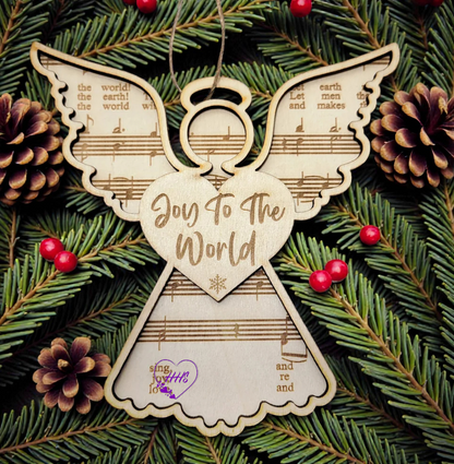 Angel Hymn Ornament Set – 6 Laser-Cut Music Sheet Angels