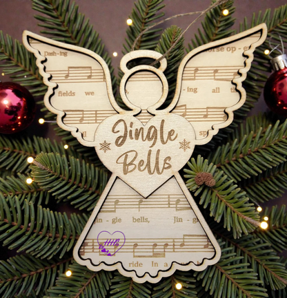 Angel Hymn Ornament Set – 6 Laser-Cut Music Sheet Angels