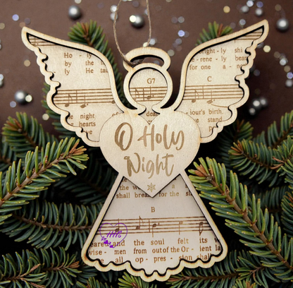 Angel Hymn Ornament Set – 6 Laser-Cut Music Sheet Angels