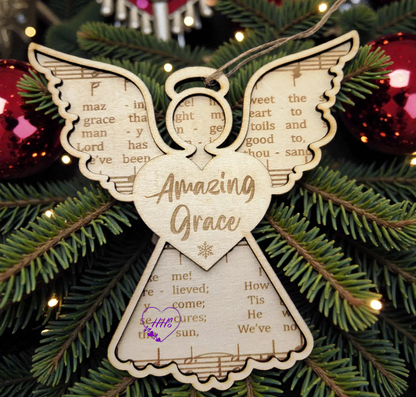 Angel Hymn Ornament Set – 6 Laser-Cut Music Sheet Angels