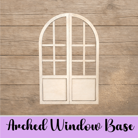 Unfinished MDF Arched Window Base | Interchangeable Farmhouse Display