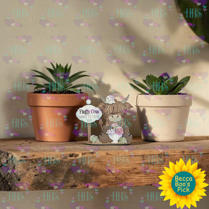 Unfinished MDF Ice Cream Cow Decor – DIY Summer Shelf Sitter