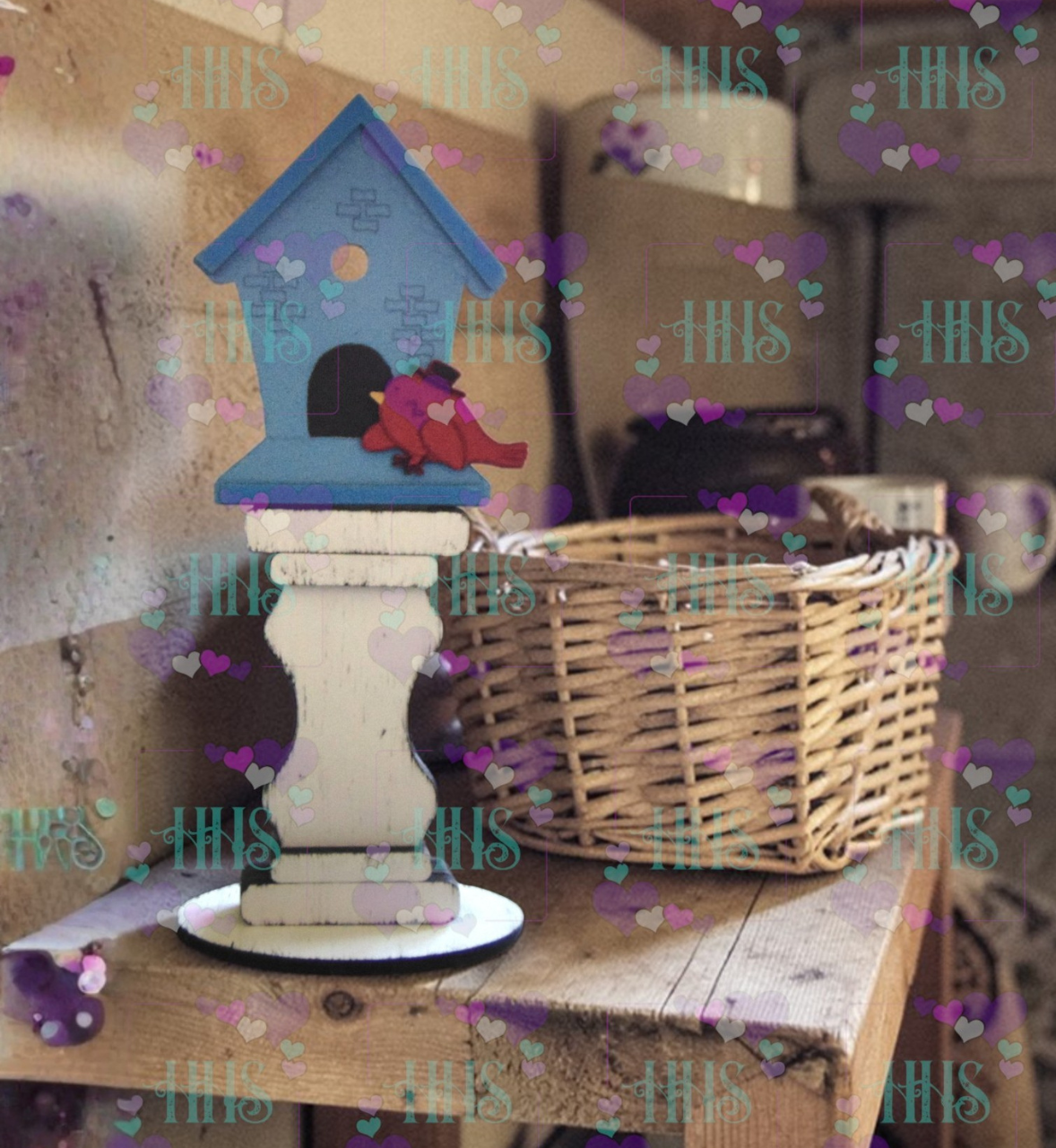 Unfinished MDF Birdhouse Insert for Spindle Base – DIY MDF Interchangeable Decor