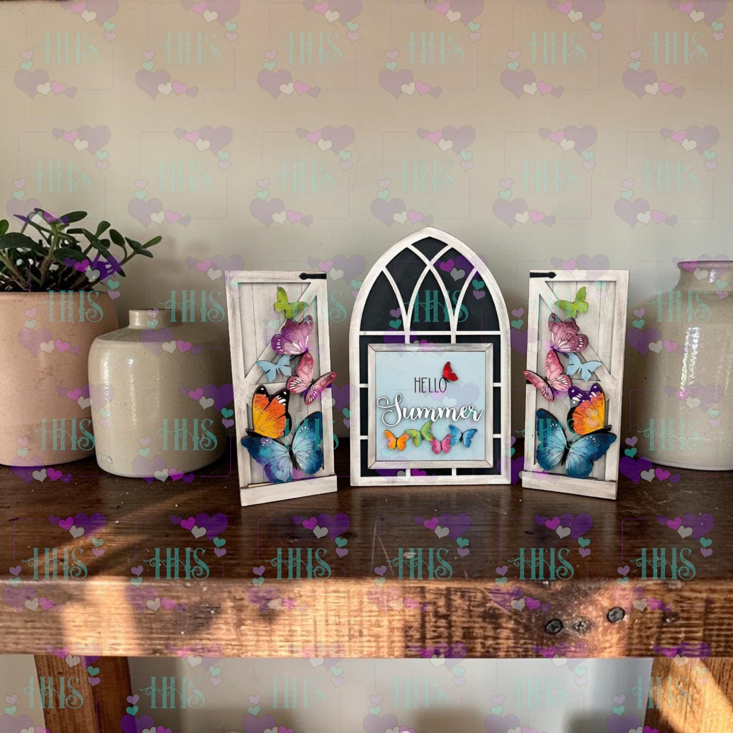 Unfinished MDF Summer Butterfly Interchangeable Insert Set – Fits Window & Shutter Bases