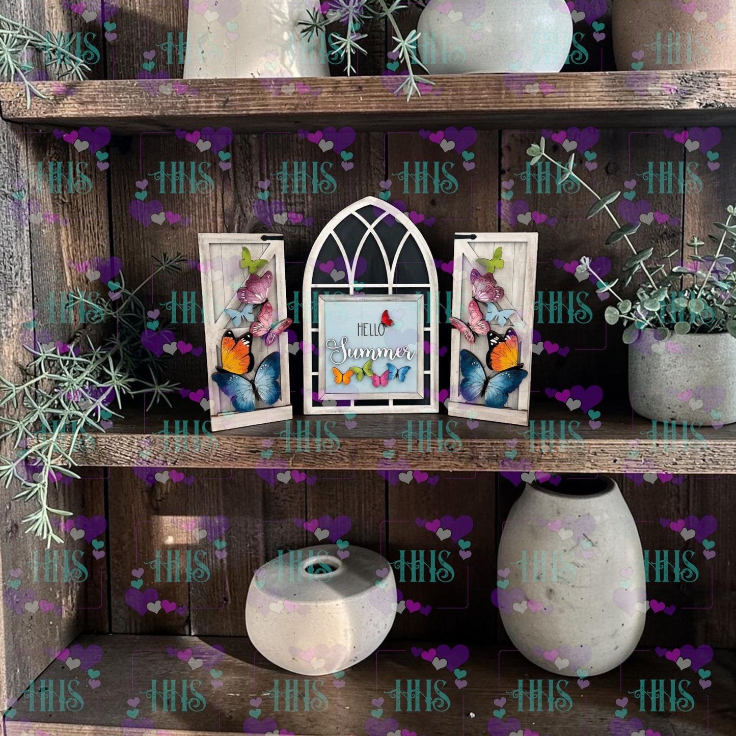 Unfinished MDF Summer Butterfly Interchangeable Insert Set – Fits Window & Shutter Bases