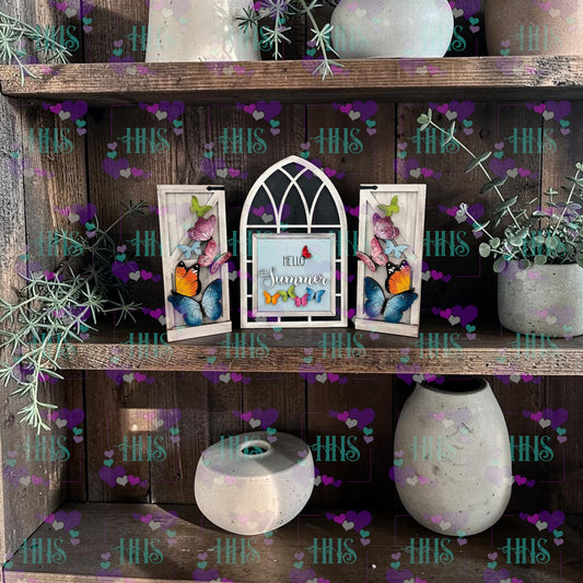 Unfinished MDF Summer Butterfly Interchangeable Insert Set – Fits Window & Shutter Bases