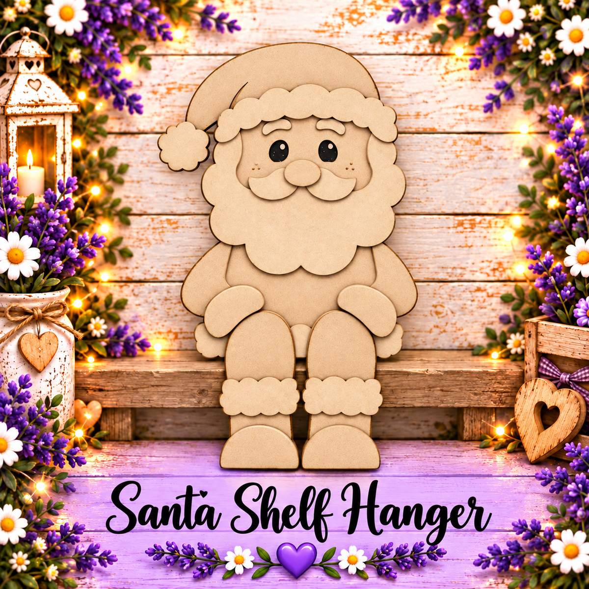 Unfinished MDF Santa Shelf Hanger