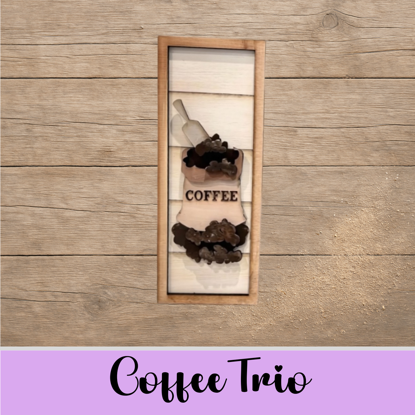 Unfinished MDF Coffee Trio Shelf Sitter/Leaner
