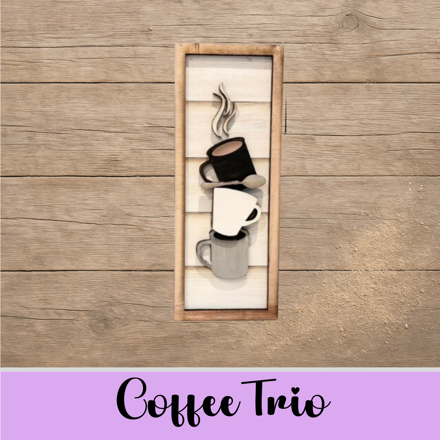 Unfinished MDF Coffee Trio Shelf Sitter/Leaner