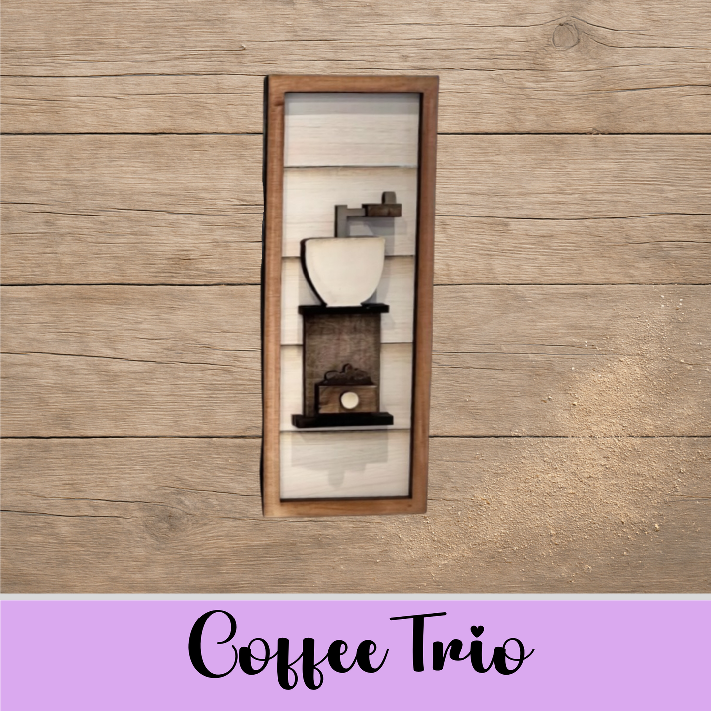 Unfinished MDF Coffee Trio Shelf Sitter/Leaner