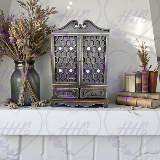 Unfinished Cottage Core Display Cabinet – 14” Decorative Shelf Accent