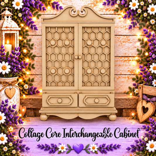Unfinished Cottage Core Display Cabinet – 14" Decorative Shelf Accent