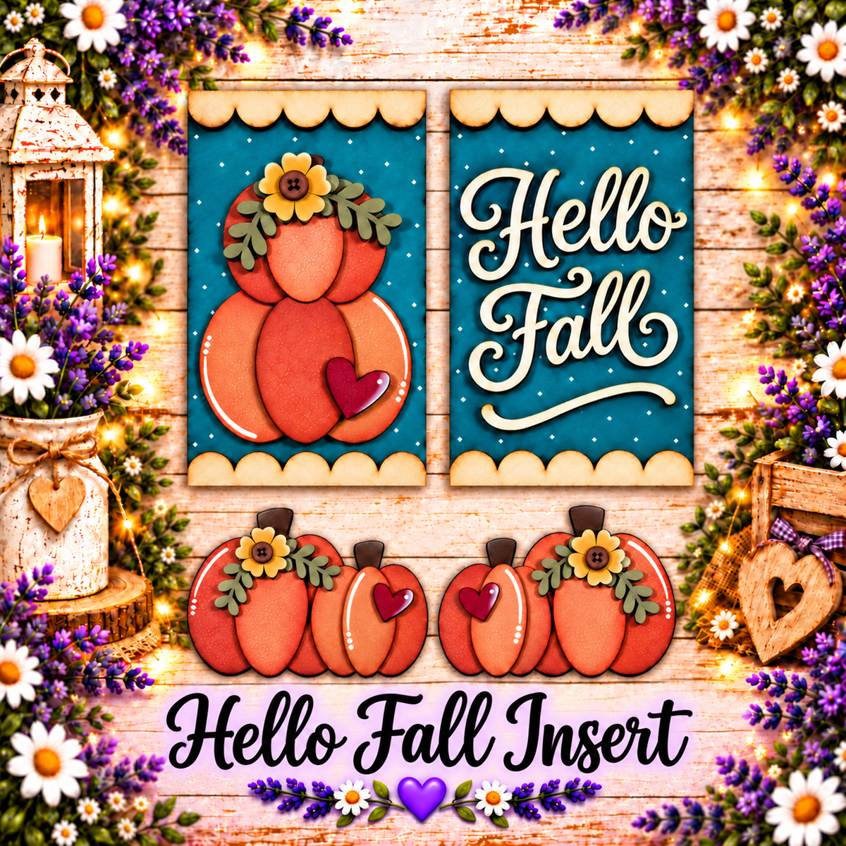 Unfinished MDF Hello Fall Insert