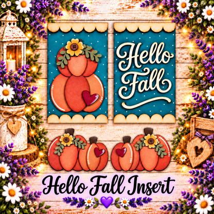 Unfinished MDF Hello Fall Insert