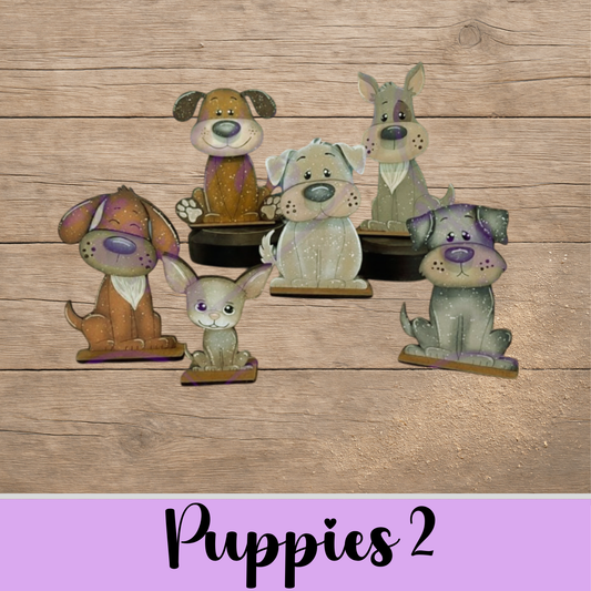 Unfinished MDF Puppies 2 Set