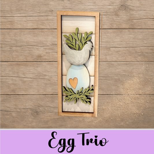 Unfinished MDF Egg Trio Shelf Sitter/Leaner