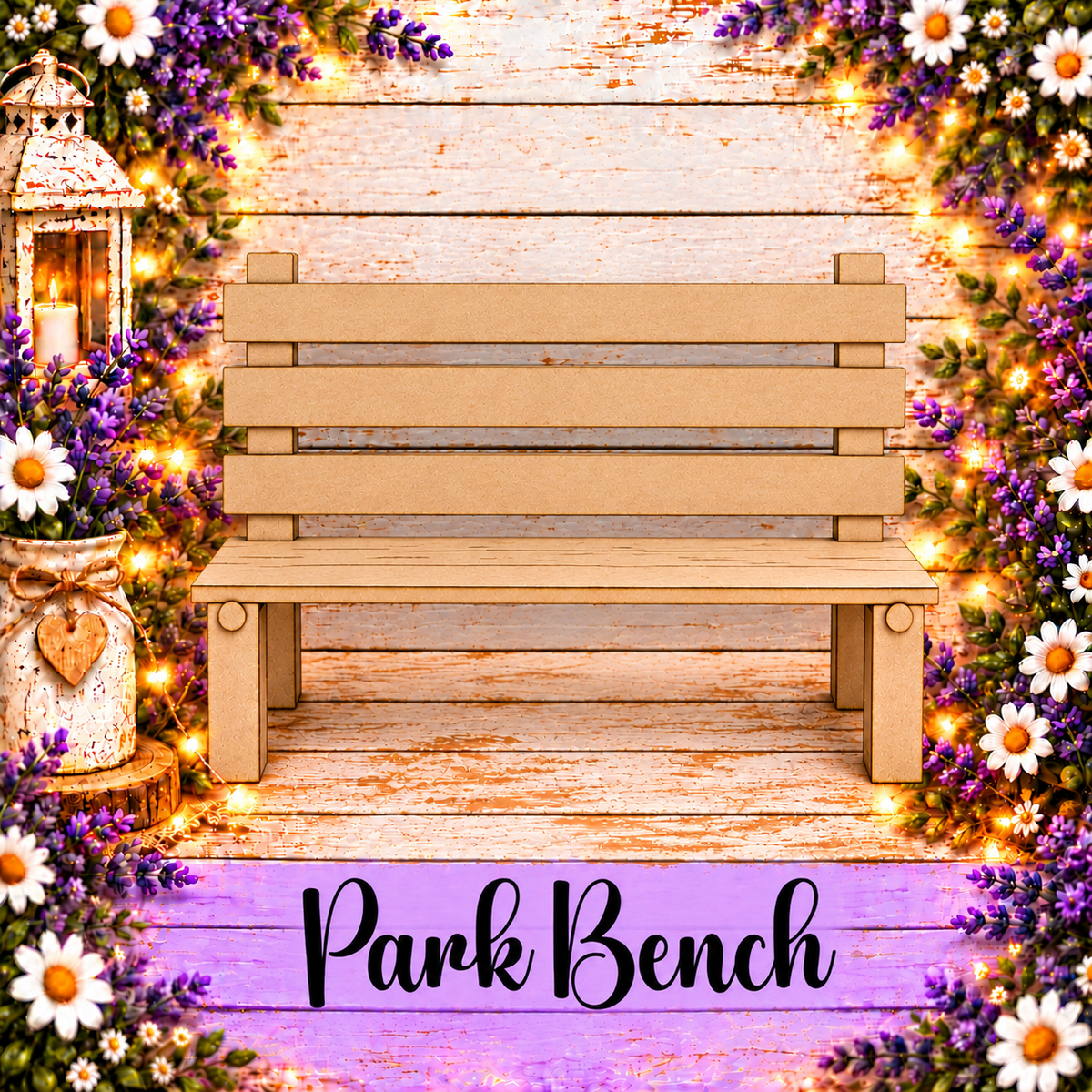Unfinished MDF Park Bench Interchangeable Base