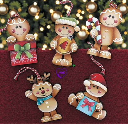Whimsical Gingerbread Ornament Set – Layered Christmas Cuties