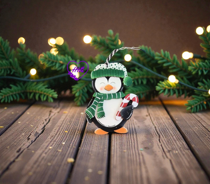 Whimsical Penguin Ornament Set – Layered Christmas Cuties
