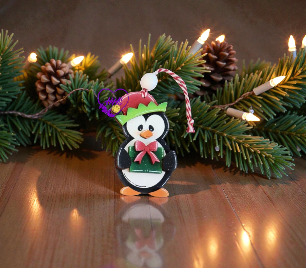 Whimsical Penguin Ornament Set – Layered Christmas Cuties