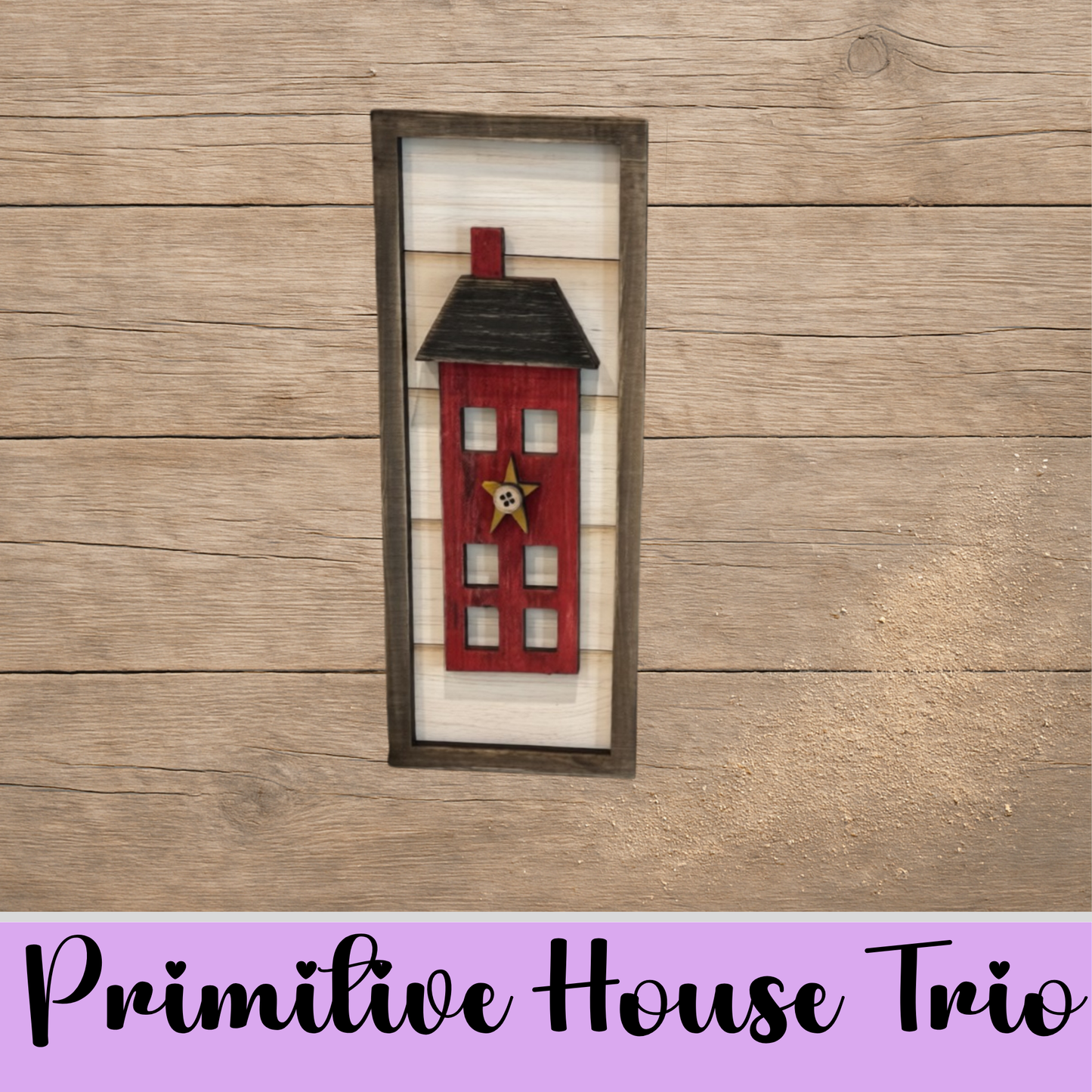 Unfinished MDF Primitive Houses Trio Shelf Sitter/Leaner