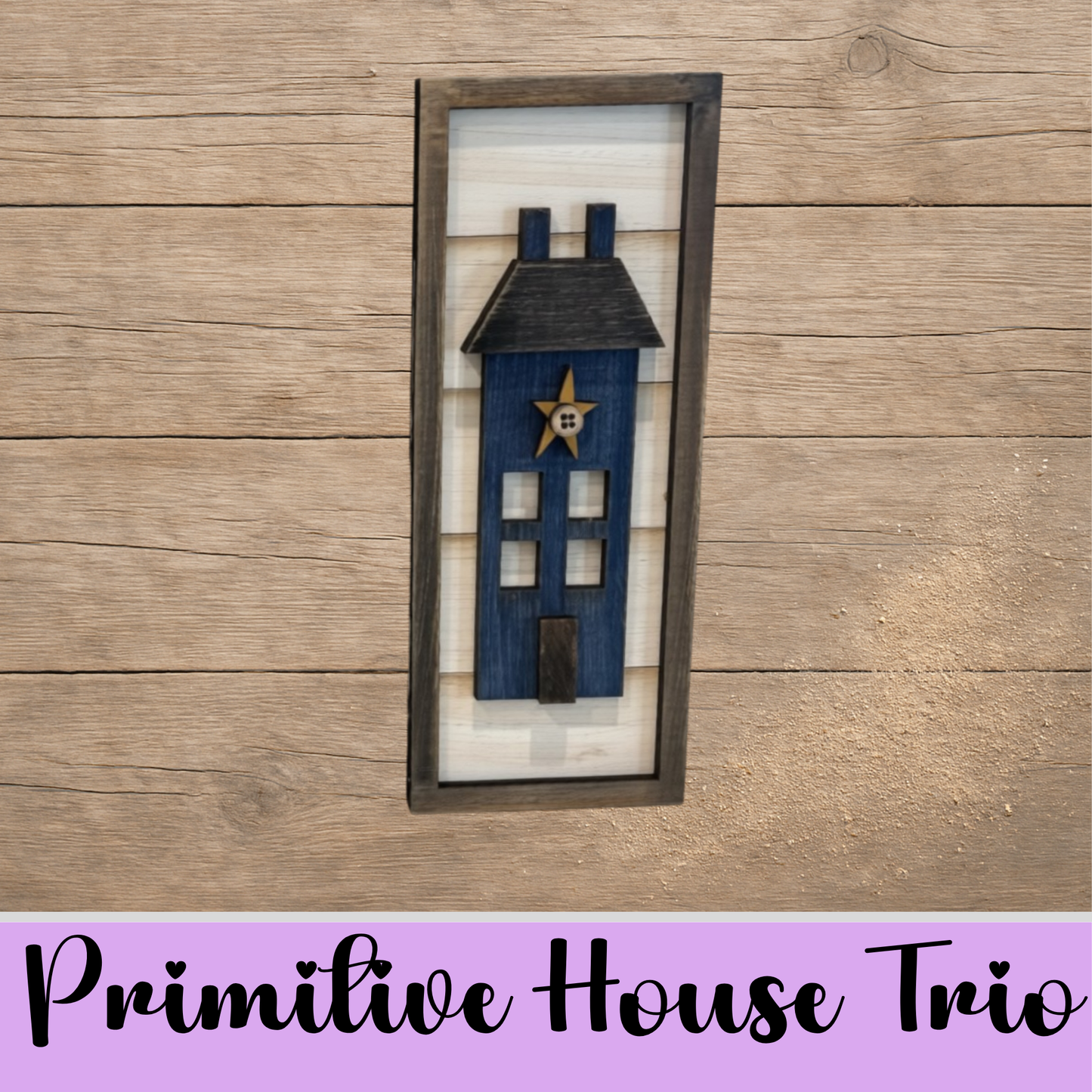 Unfinished MDF Primitive Houses Trio Shelf Sitter/Leaner