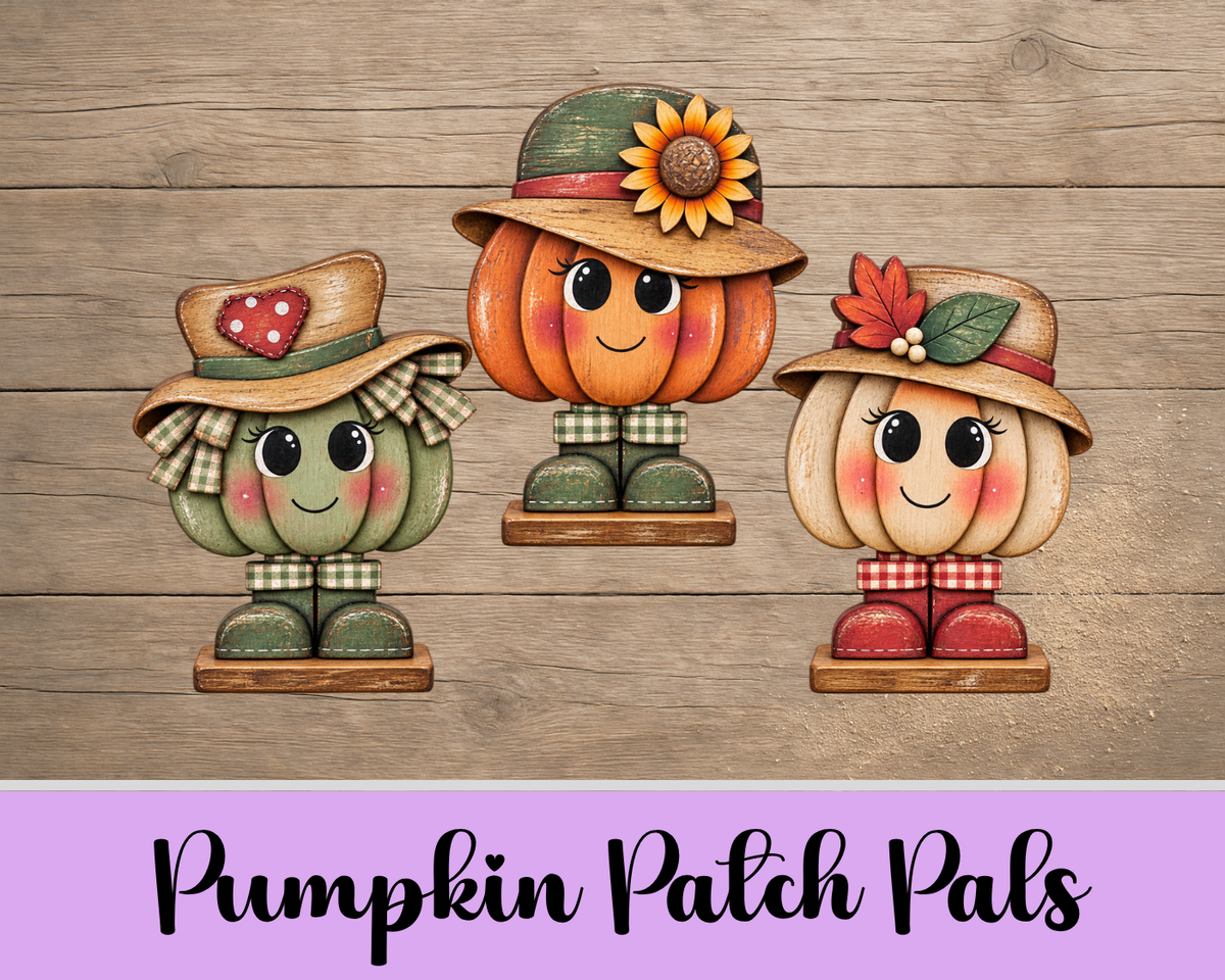 Pumpkin Patch Pals – Unfinished MDF Fall Shelf Sitters
