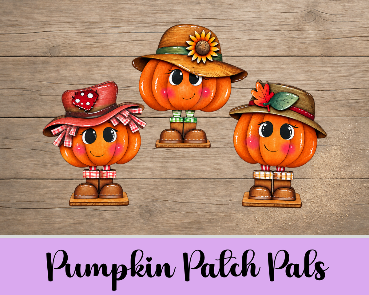 Pumpkin Patch Pals – Unfinished MDF Fall Shelf Sitters