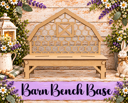 Unfinished MDF Barn Bench Interchangeable Base