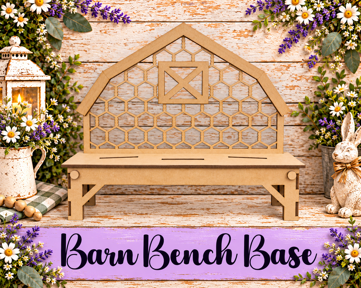 Unfinished MDF Barn Bench Interchangeable Base