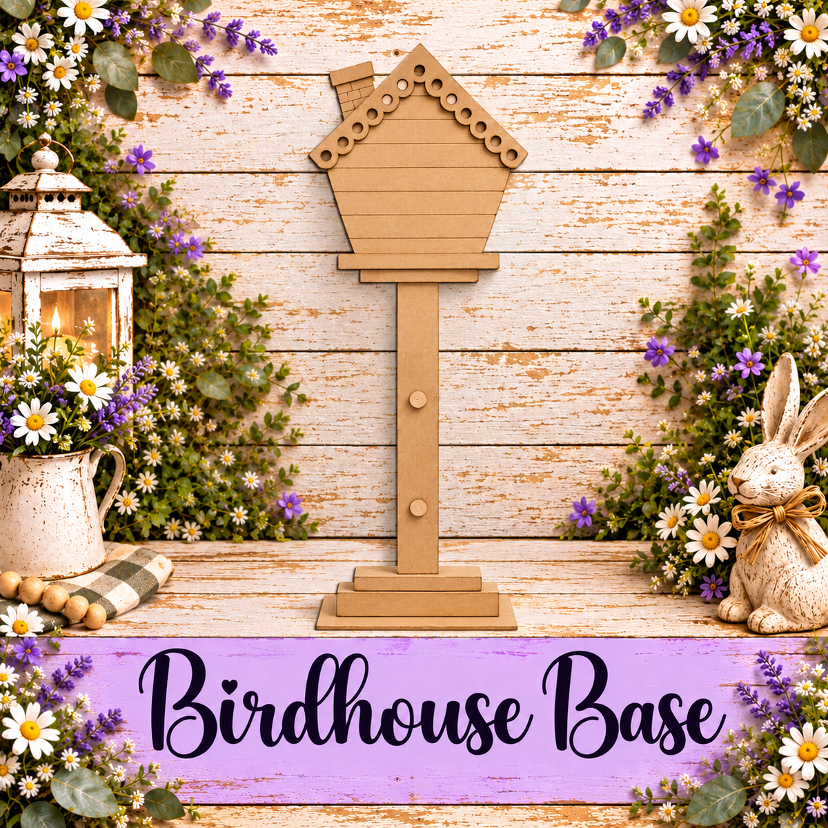 Unfinished MDF Birdhouse Interchangeable Base