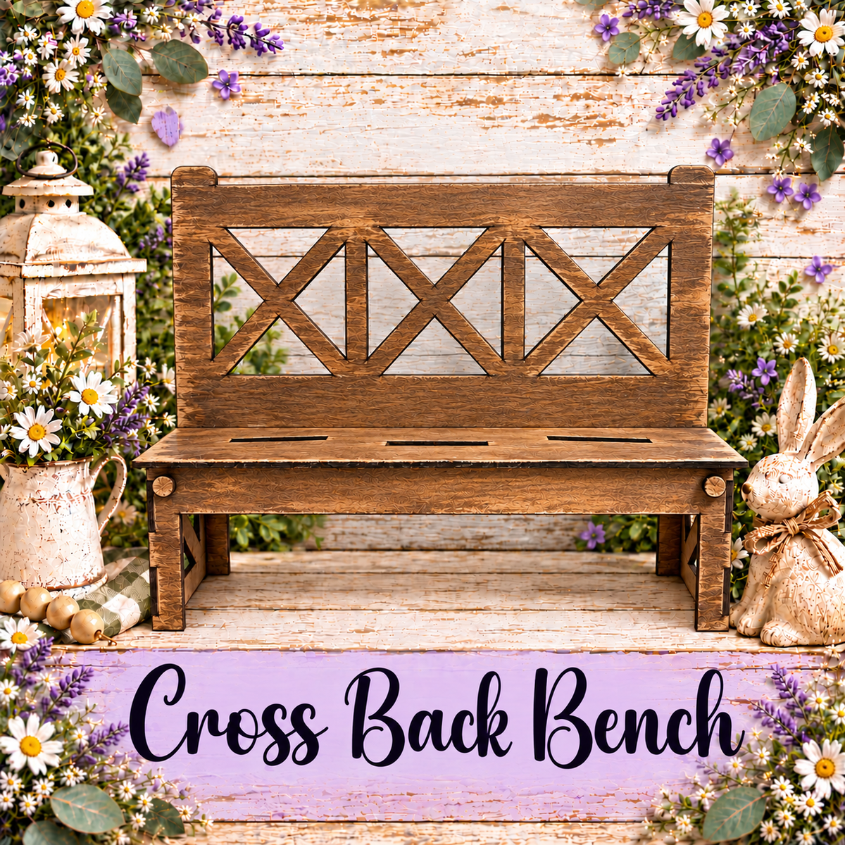 Unfinished MDF Cross Back Bench Base