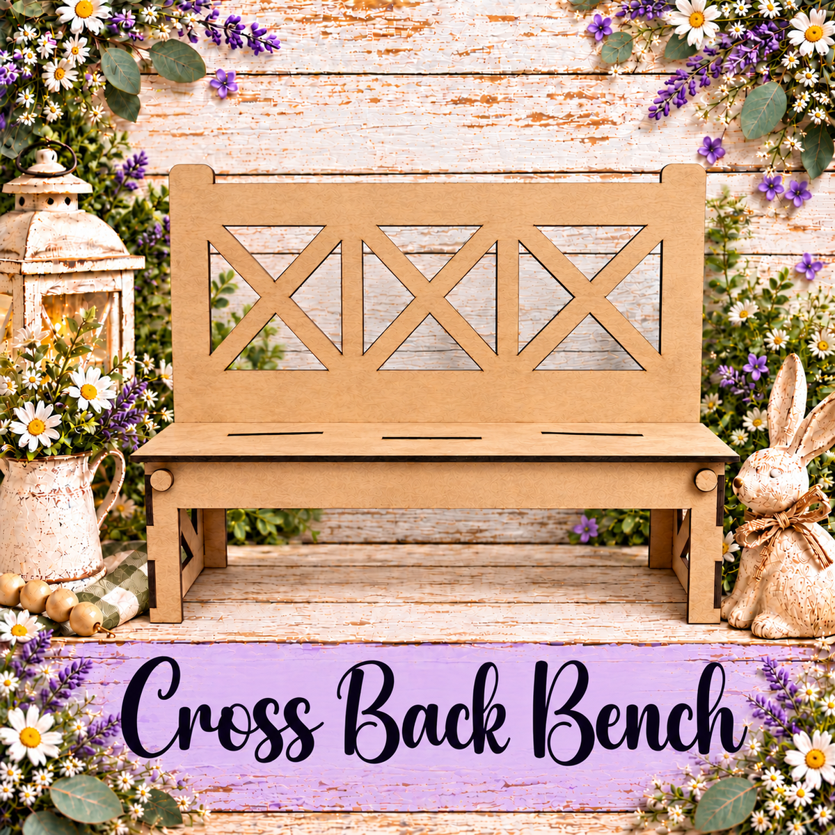 Unfinished MDF Cross Back Bench Base