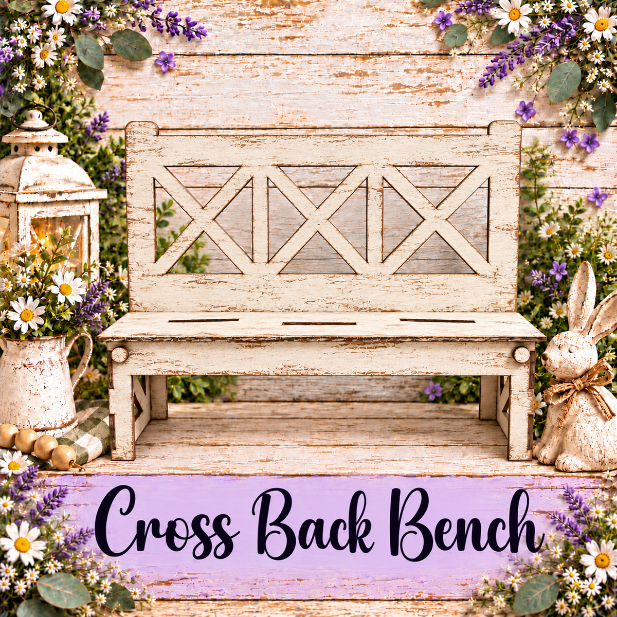 Unfinished MDF Cross Back Bench Base