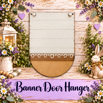 Unfinished MDF Interchangeable Banner Door Hanger Base