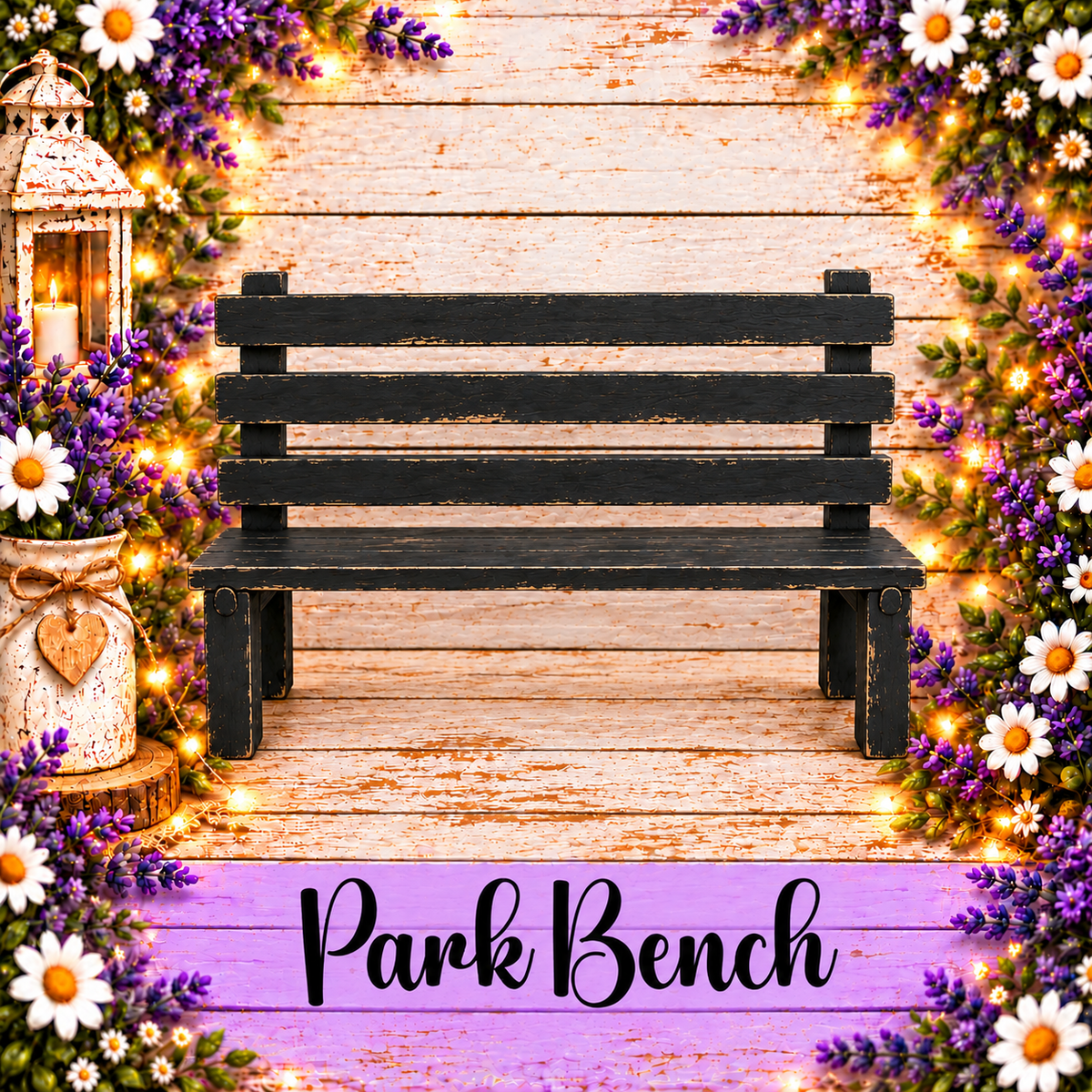 Unfinished MDF Park Bench Interchangeable Base