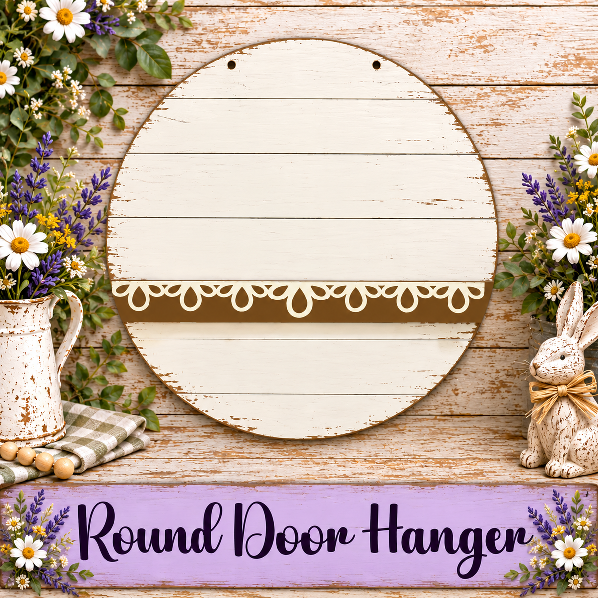 Unfinished MDF Round Door Hanger Interchangeable Base
