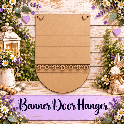 Unfinished MDF Interchangeable Banner Door Hanger Base
